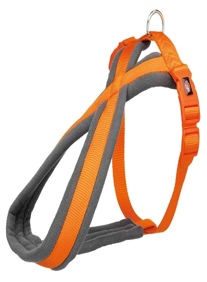 Trixie Premium Touring Harness for Dogs Made with Fleece Padding, Adjustable, and Lightweight Strong D-Ring Keeps The Harness and Leash in Place - S-M 40-70 cm/20 mm Papaya